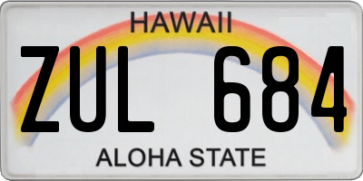 HI license plate ZUL684