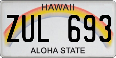 HI license plate ZUL693