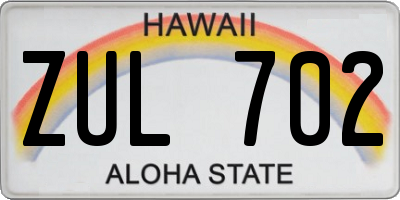 HI license plate ZUL702