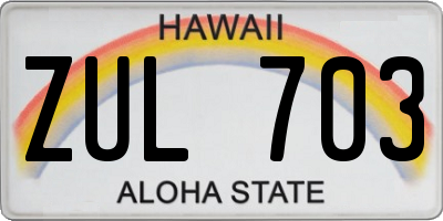 HI license plate ZUL703