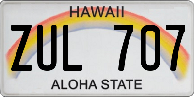 HI license plate ZUL707