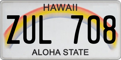 HI license plate ZUL708