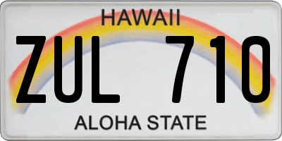 HI license plate ZUL710