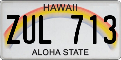 HI license plate ZUL713