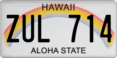 HI license plate ZUL714