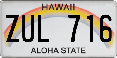 HI license plate ZUL716
