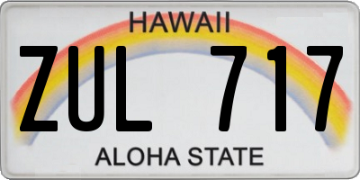 HI license plate ZUL717