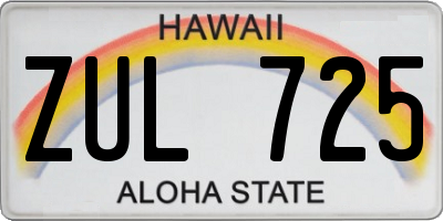 HI license plate ZUL725