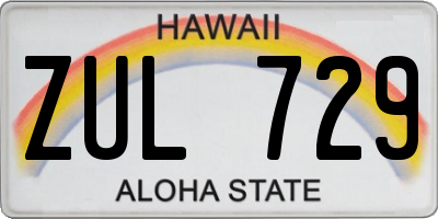 HI license plate ZUL729