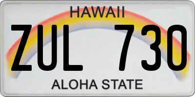 HI license plate ZUL730