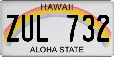 HI license plate ZUL732