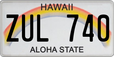 HI license plate ZUL740