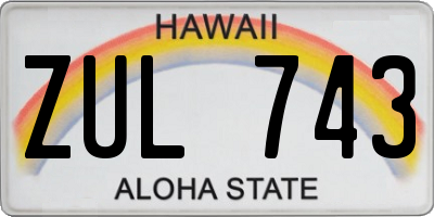 HI license plate ZUL743