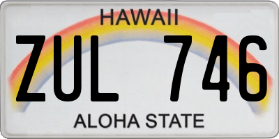 HI license plate ZUL746