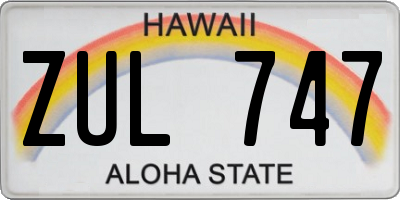 HI license plate ZUL747