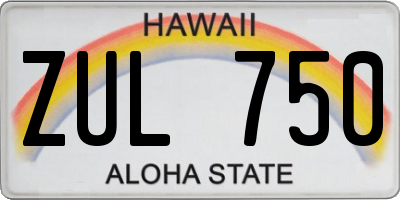 HI license plate ZUL750