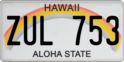 HI license plate ZUL753