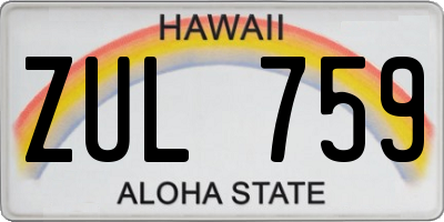 HI license plate ZUL759