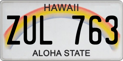 HI license plate ZUL763