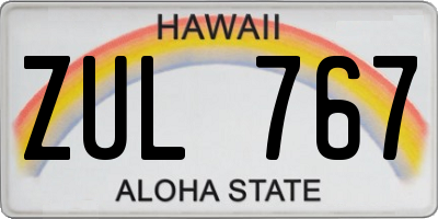 HI license plate ZUL767