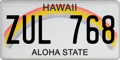 HI license plate ZUL768