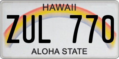 HI license plate ZUL770