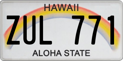 HI license plate ZUL771