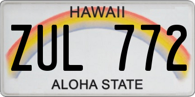 HI license plate ZUL772