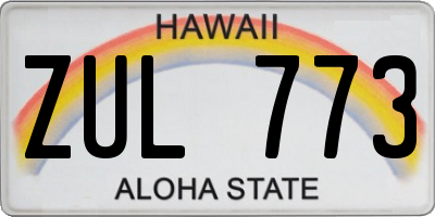 HI license plate ZUL773