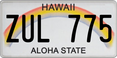 HI license plate ZUL775