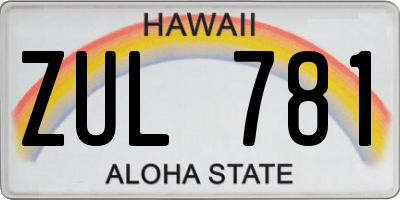 HI license plate ZUL781