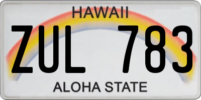 HI license plate ZUL783