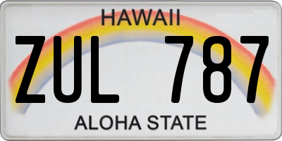 HI license plate ZUL787