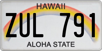 HI license plate ZUL791