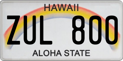 HI license plate ZUL800