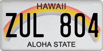 HI license plate ZUL804