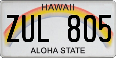 HI license plate ZUL805