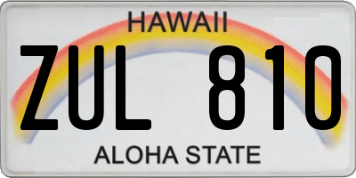 HI license plate ZUL810