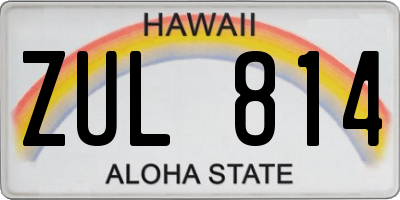 HI license plate ZUL814