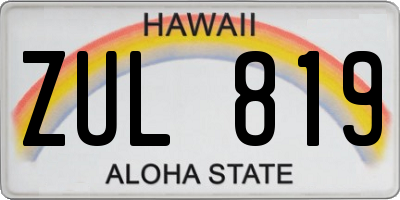 HI license plate ZUL819