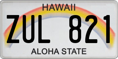 HI license plate ZUL821