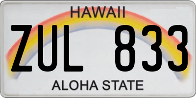 HI license plate ZUL833