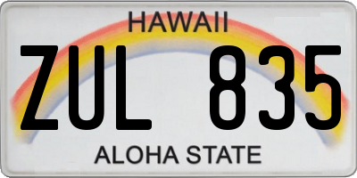 HI license plate ZUL835
