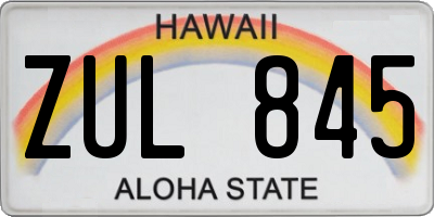HI license plate ZUL845