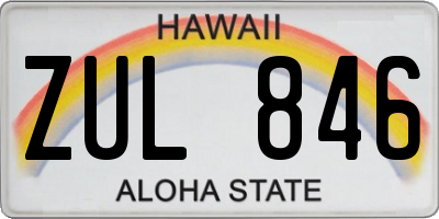 HI license plate ZUL846