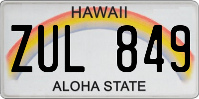 HI license plate ZUL849