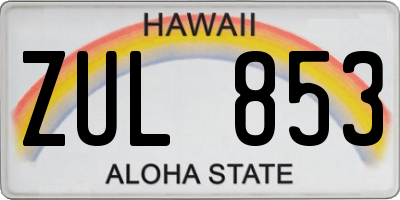 HI license plate ZUL853