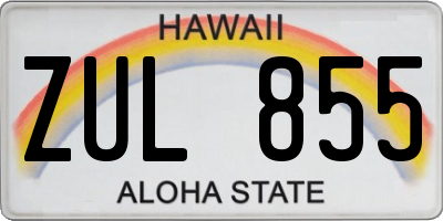 HI license plate ZUL855