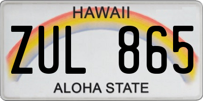 HI license plate ZUL865