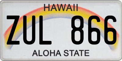 HI license plate ZUL866